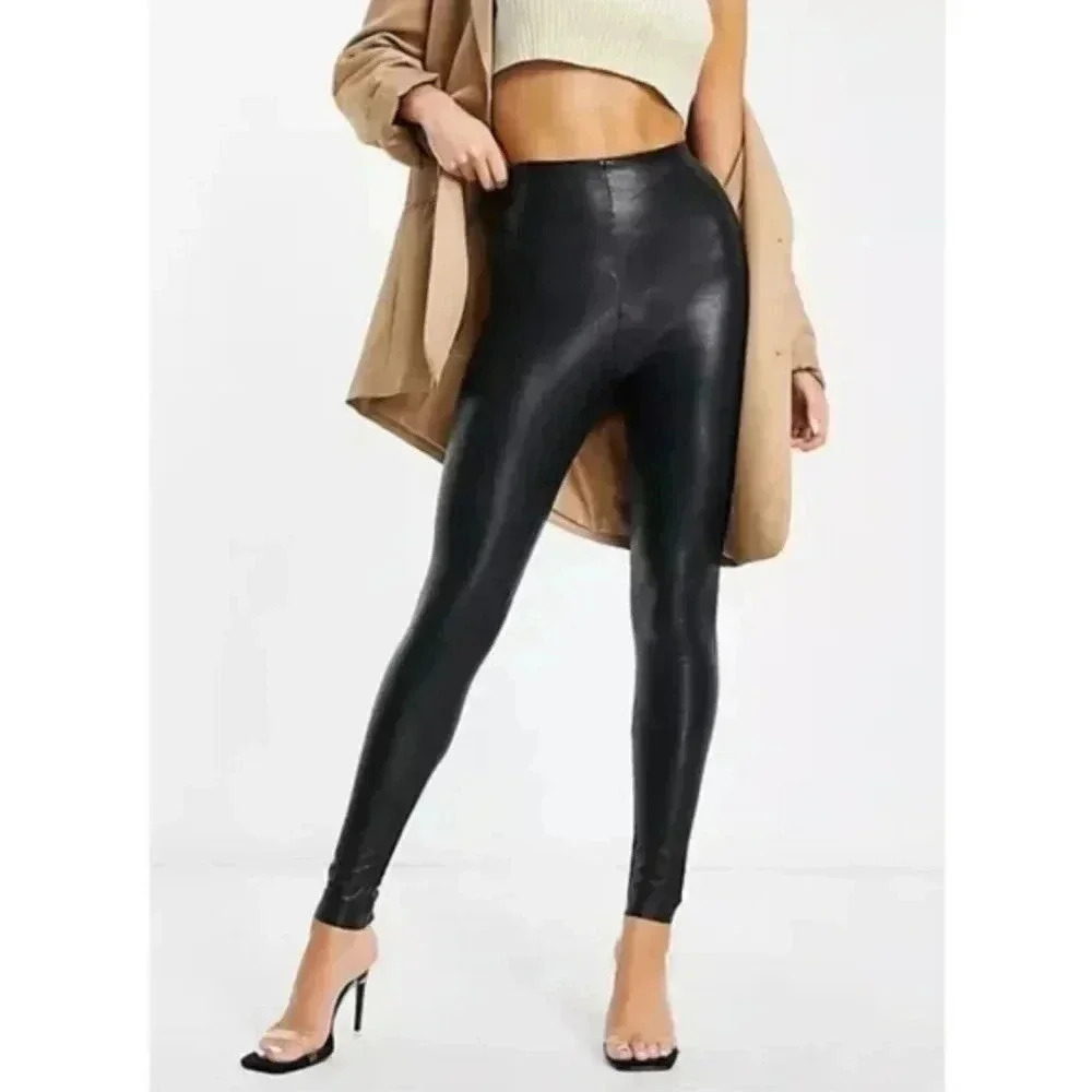 Commando | Faux Leather Perfect Control Leggings in Black Size Large